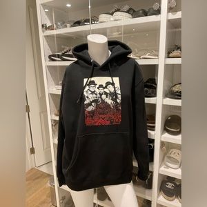 Obey Black Hoodie with Cream and Red Graphic Panel